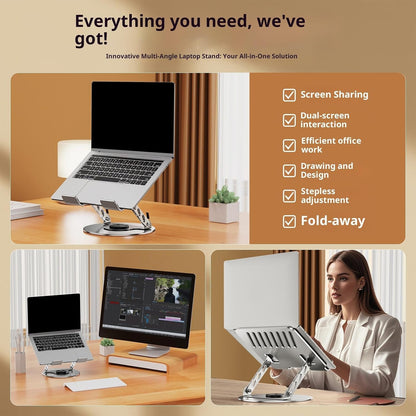 OUGEP Laptop Stand For Desk, 8 Levels Height Adjustable Aluminum Laptop Portable, Compatible with MacBook Air/Pro, HP, ASUS, Dell