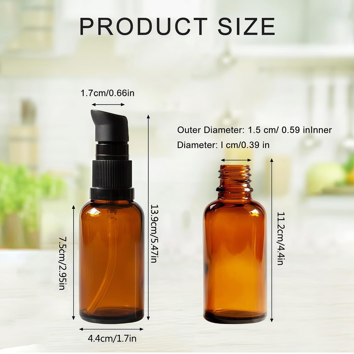 TUPANDY 3PCS 100ml/3.3oz Amber Glass Lotion Bottles Empty Refillable Cosmetic Makeup Travel Size Pump Dispenser Container Jars for Aromatherapy