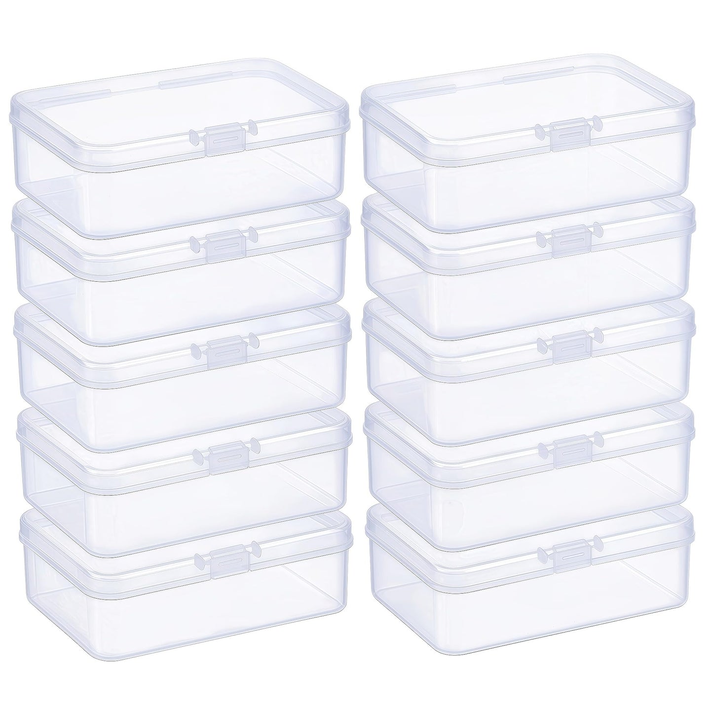 LJY 10 Pack Plastic Storage Boxes with Lids 12.5 x 8.5 x 3.5 cm, Clear