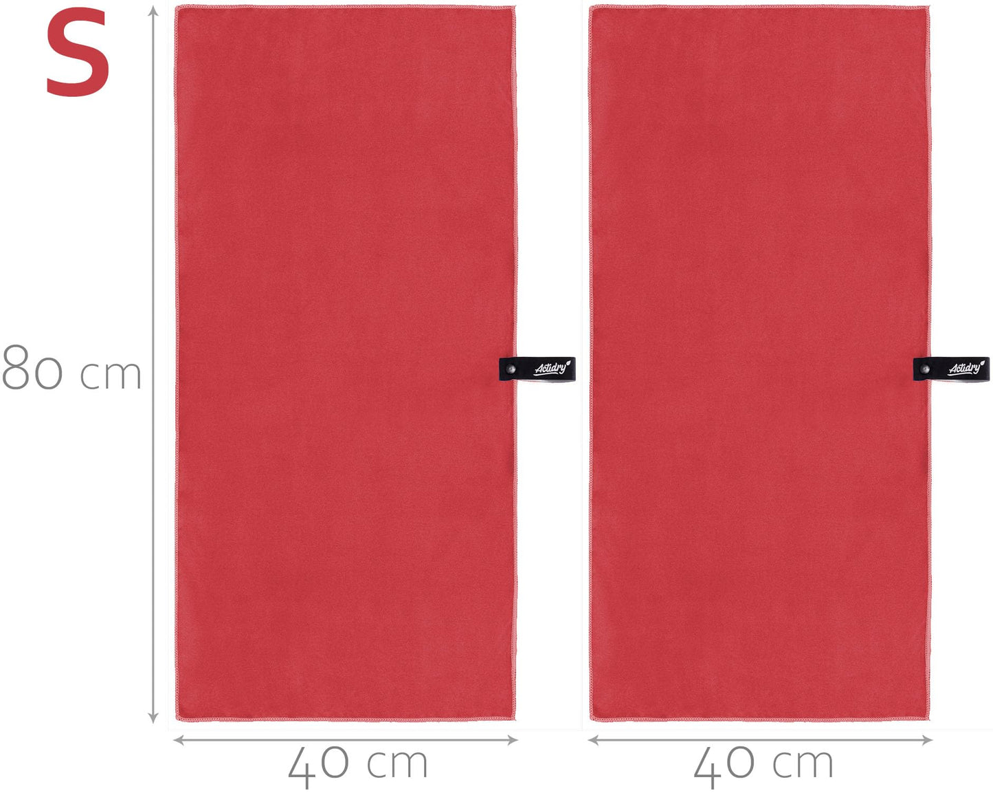 Actidry Microfibre Towel - light and absorbent - 9 colours S M L XL sizes - great for beach, sports and outdoor activity - S (40 x 80 cm) 2 pieces