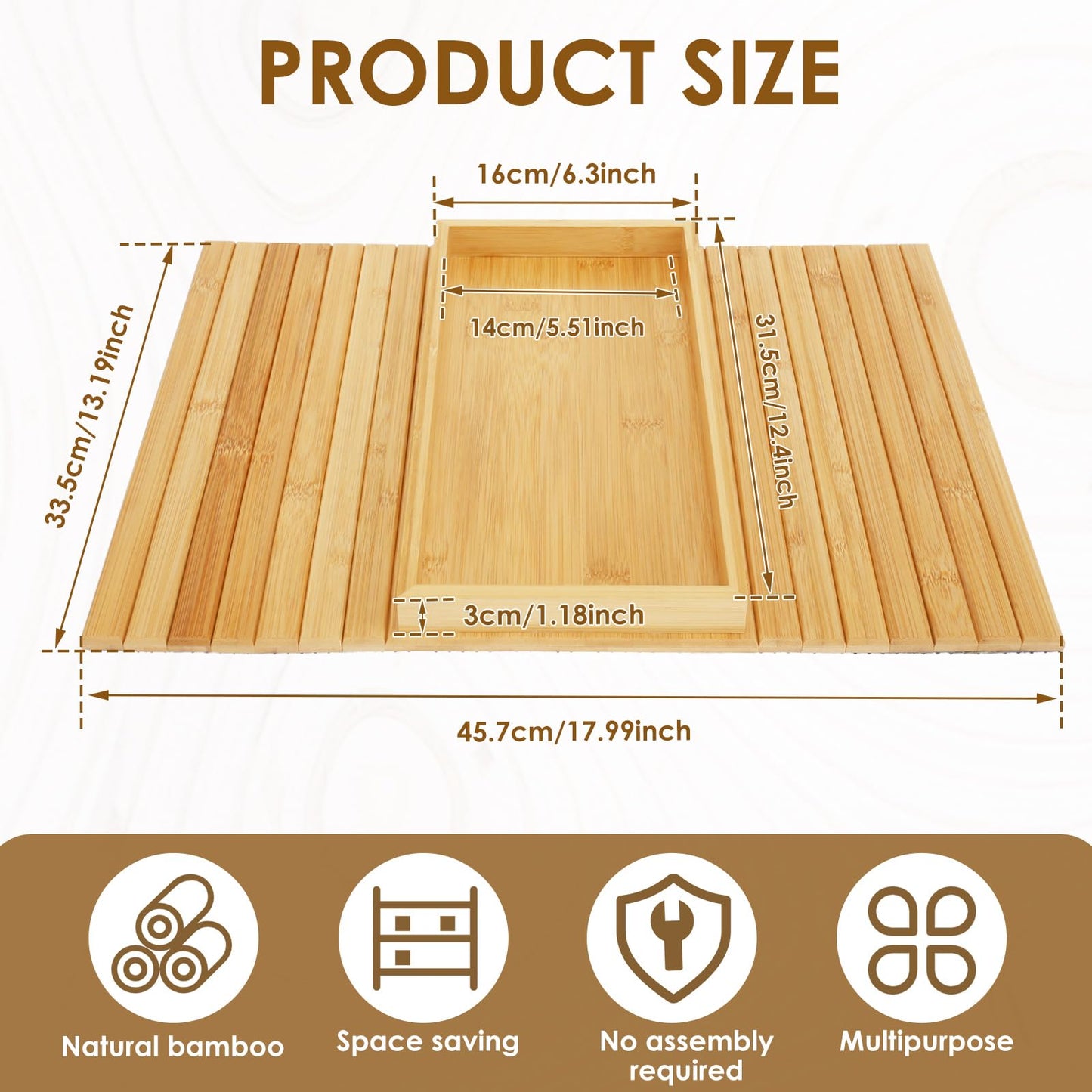 Bamboo Sofa Arm Tray Table Couch Arm Tray Folding Sofa Armchair Caddy Table Antislip Couch Cup Holder Stable Sofas Snack Trays for Drinks Cellphone