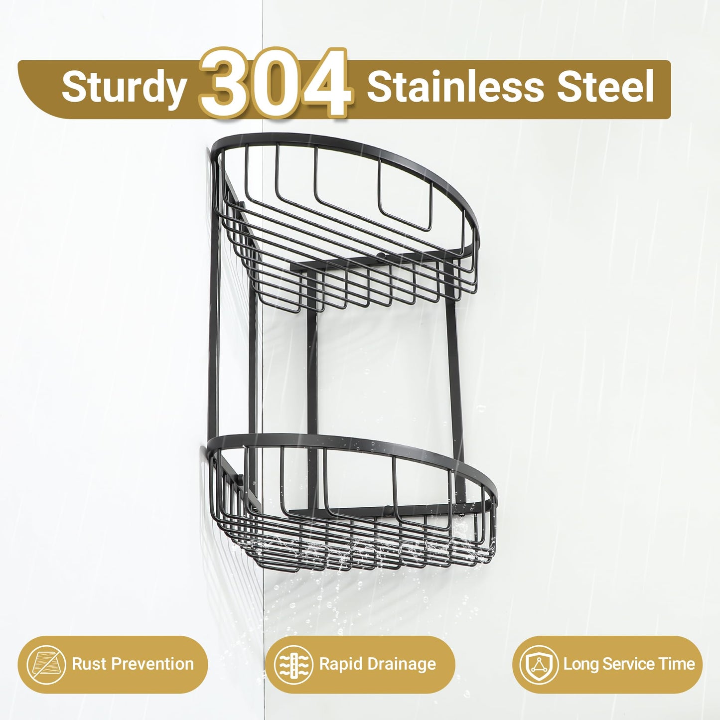 SAYAYO Corner Shower Caddy Bathroom Shower Basket SUS304 Stainless Steel