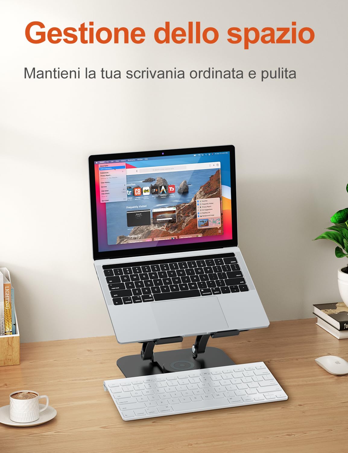 tounee Adjustable Laptop Stand for Desk, Ergonomic Holder with 360° Rotating Base