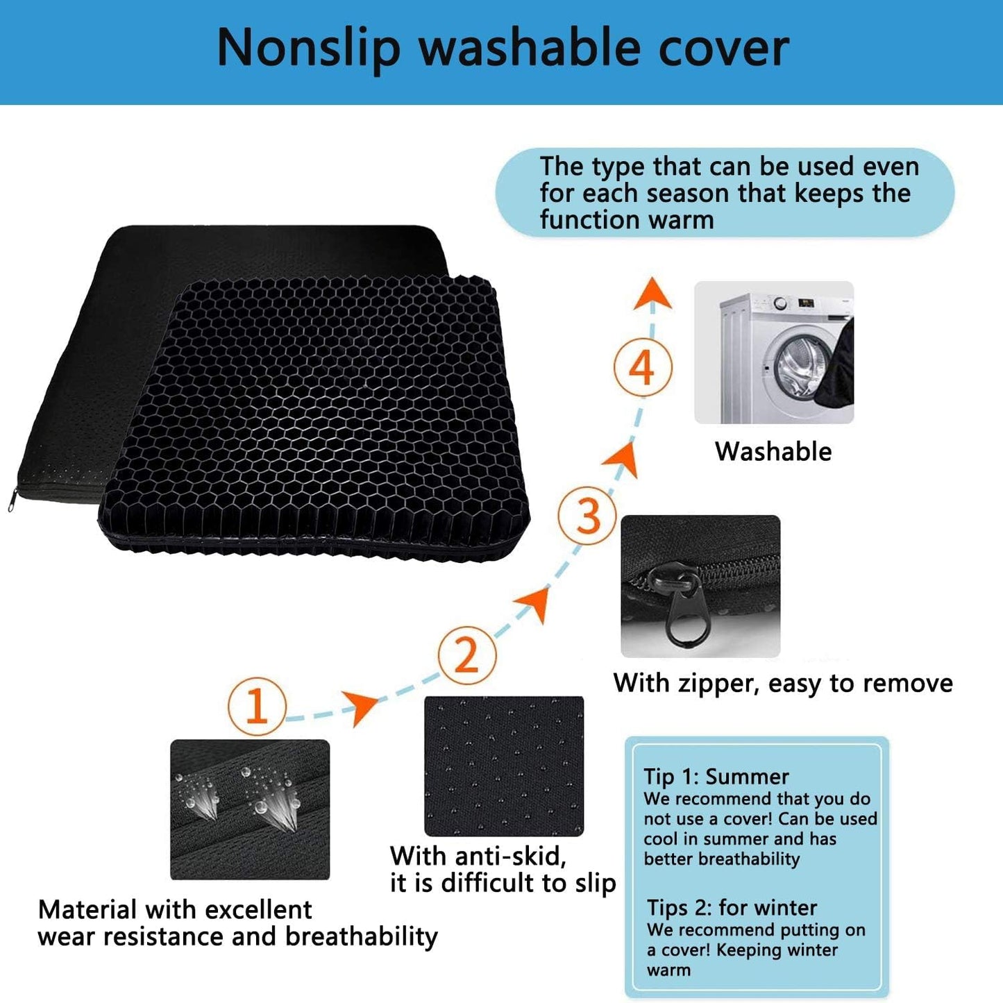 Fzitiy Gel Seat Cushion Soft Sitter Cushions Double Thick Breathable Honeycomb Design Egg Gel Cushion, Cooling & Ergonomic Support Pressure Cushion