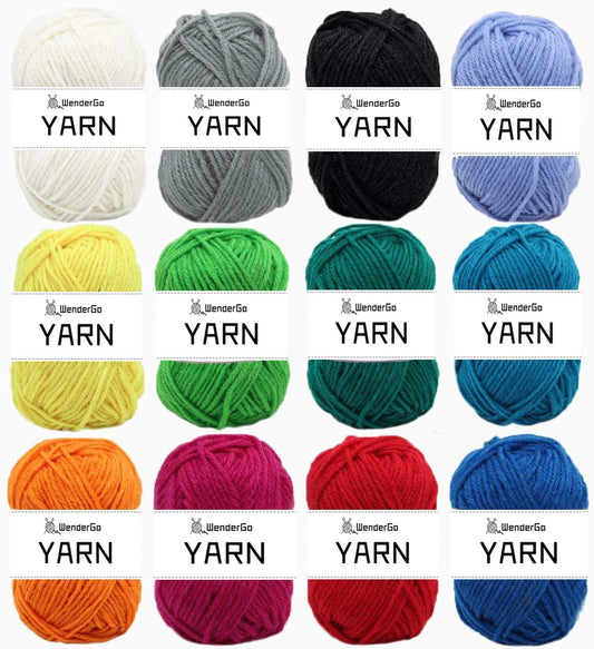 Wendergo 12X 50g Double Knitting Yarn 100% Acrylic Knitting Yarn Colourful DK Yarn with Crochet Hook & Stitch Markers - Perfect for Any Crochet and