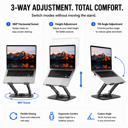 pikeman Laptop Stand 360° Adjustable, Universal for 10-17.3"