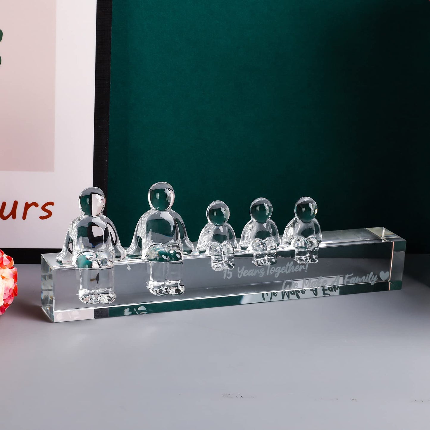 Movdyka 15th Wedding Anniversary Romantic Gifts for Her Him 15 Years Crystal Anniversary Presents for Hudband Wife 15 Years Together We Made A Family