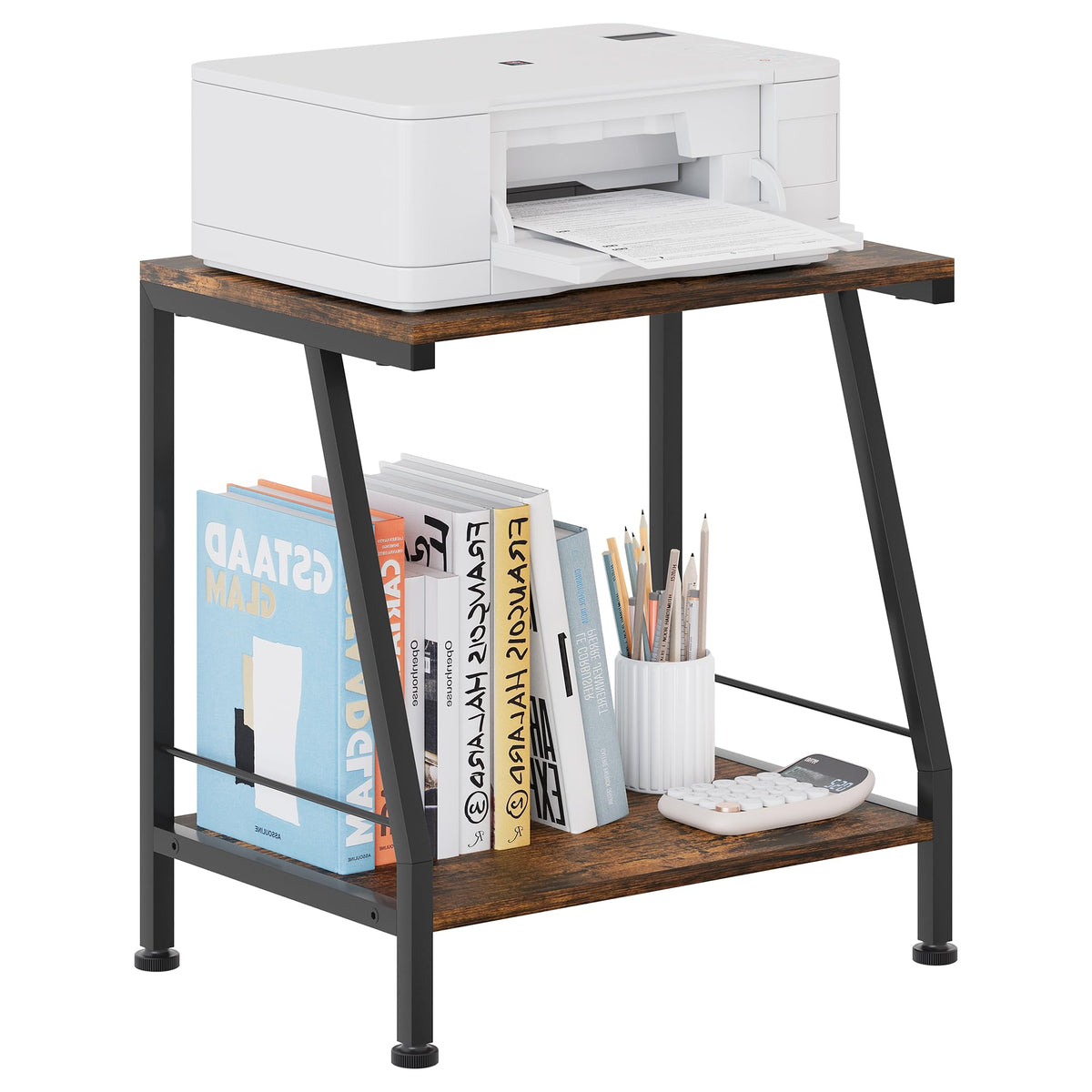 TQVAI 2 Tier Printer Stand with Storage Multi-Purpose Printer Table for Office & Home Small Shelf Unit Microwave Shelf for Kitchen Worktop Storage