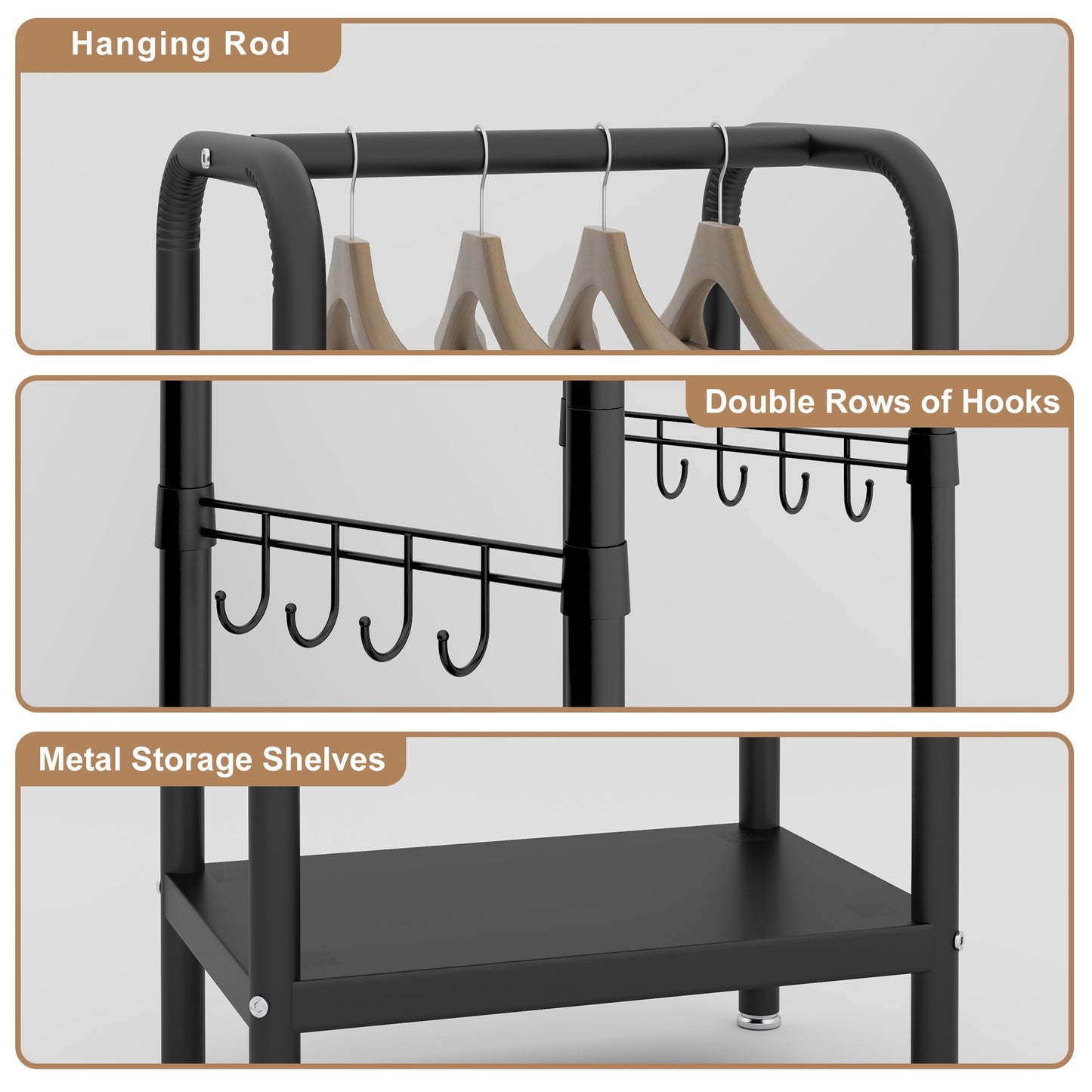 ZHYOCOGY Metal Coat Stand, Small Coat Rack with Shelf and Hook
