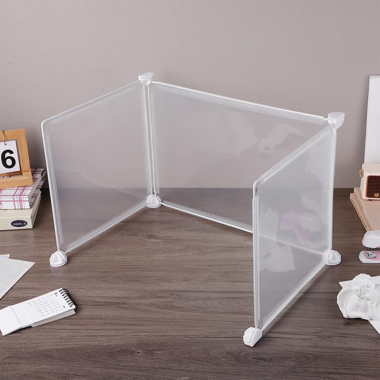 GALPADA Clear Sneeze Guard Board Desktop Area Dividing Board for Desk Partition Portable Countertop Barrier with Stable Base for Office Cashier