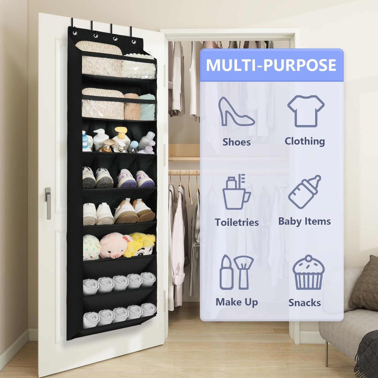 FENTEC Over Door Shoe Storage Organiser, 8 Tier Hanging Shoe Rack Storage
