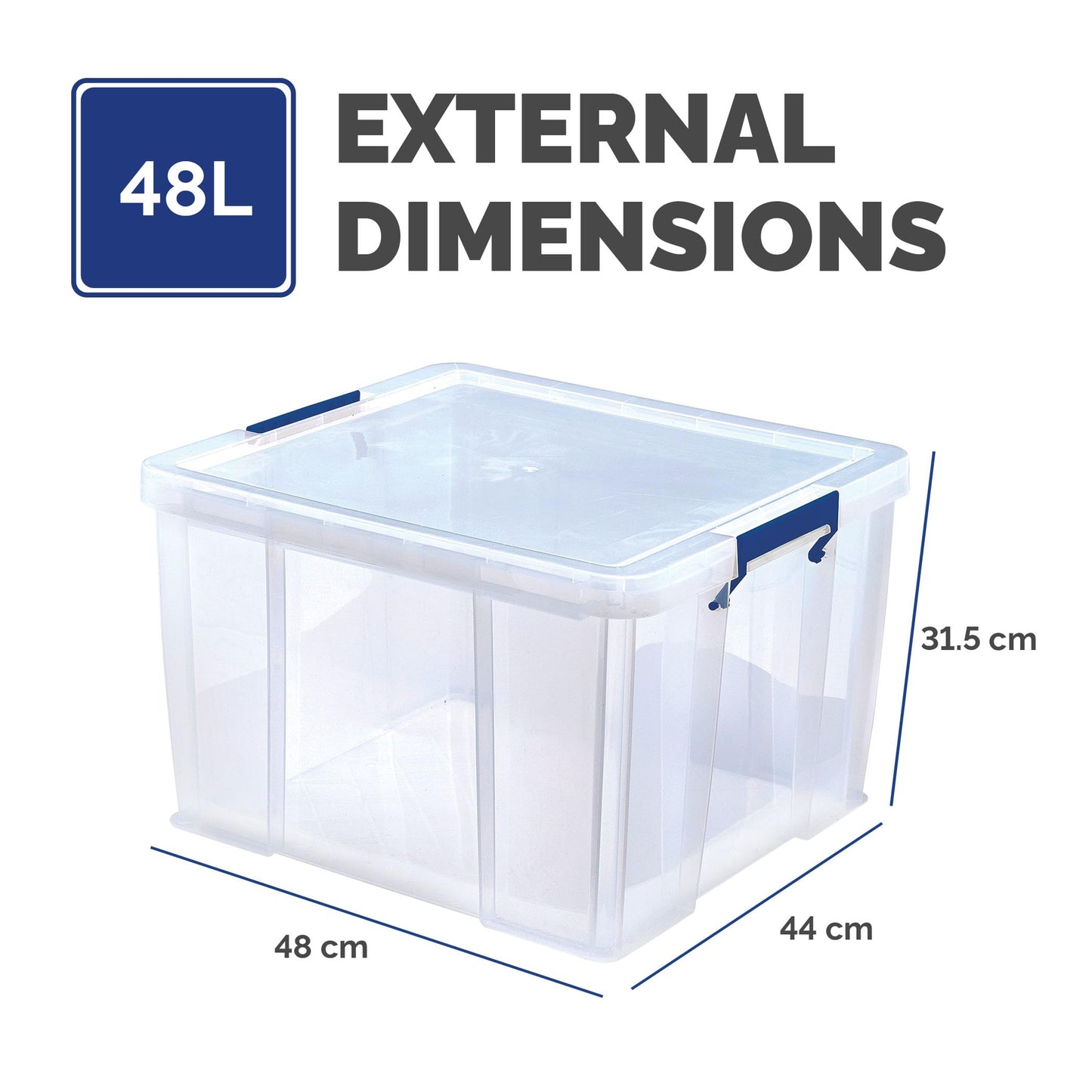 Bankers Box 48L Plastic Storage Boxes with Lids. ProStore Super Strong Stackable Plastic Storage Boxes (30 x 41 x 37 cm), Made in the UK, Clear