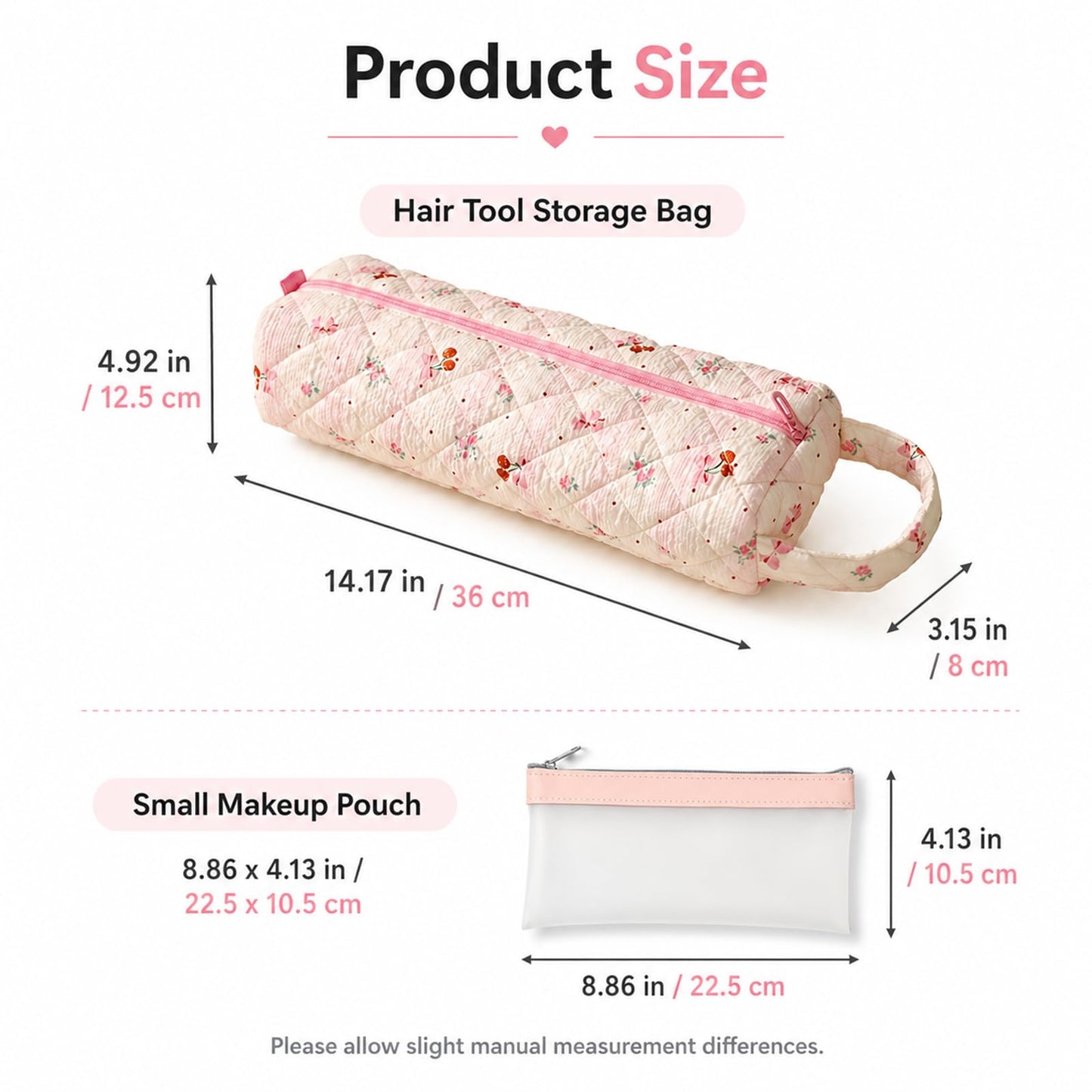 Hair Dryer Bag, Floral Pattern Portable Hair Tool Bag with Storage Bag