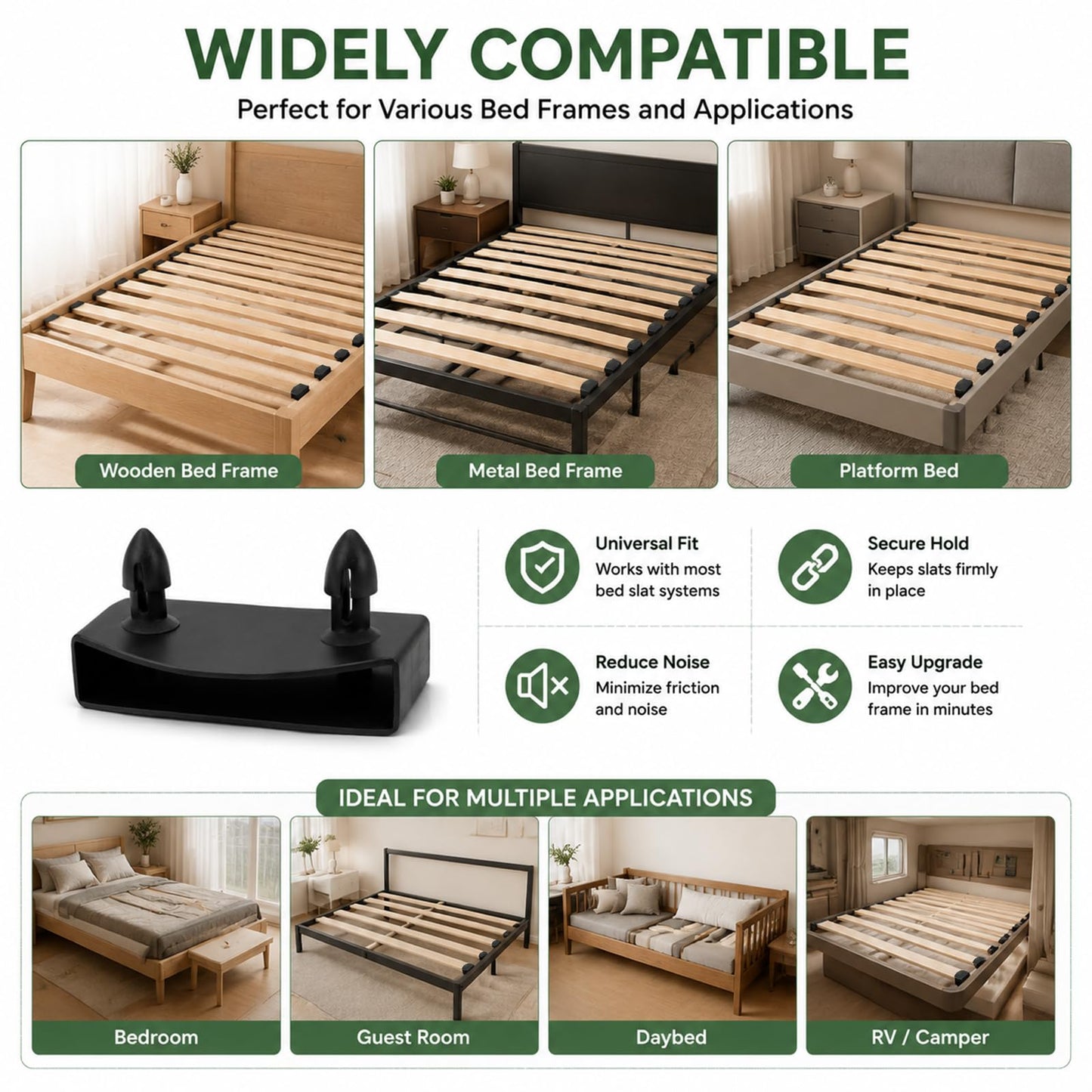 Lafefe 42 Pcs Bed Slat Holders for 55mm Slats, 28 Single End & 14 Double Center Bed Slat Caps, Durable Replacement Support for Bed Slats King Size