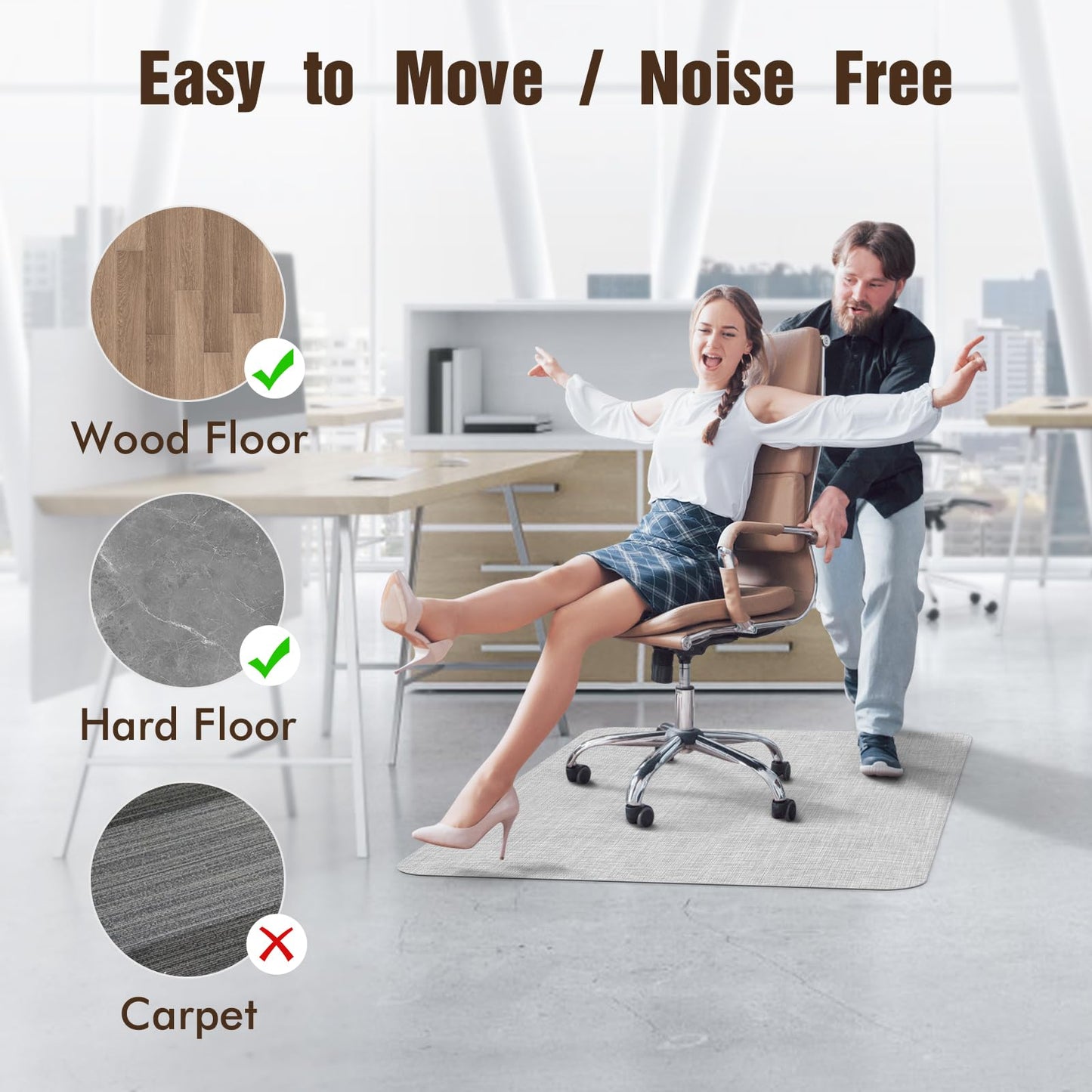 Blvornl Office Chair Mat for Hardwood Floor, 45"x 53" Desk Computer Chair Mat for Hard Wood and Tile Floor