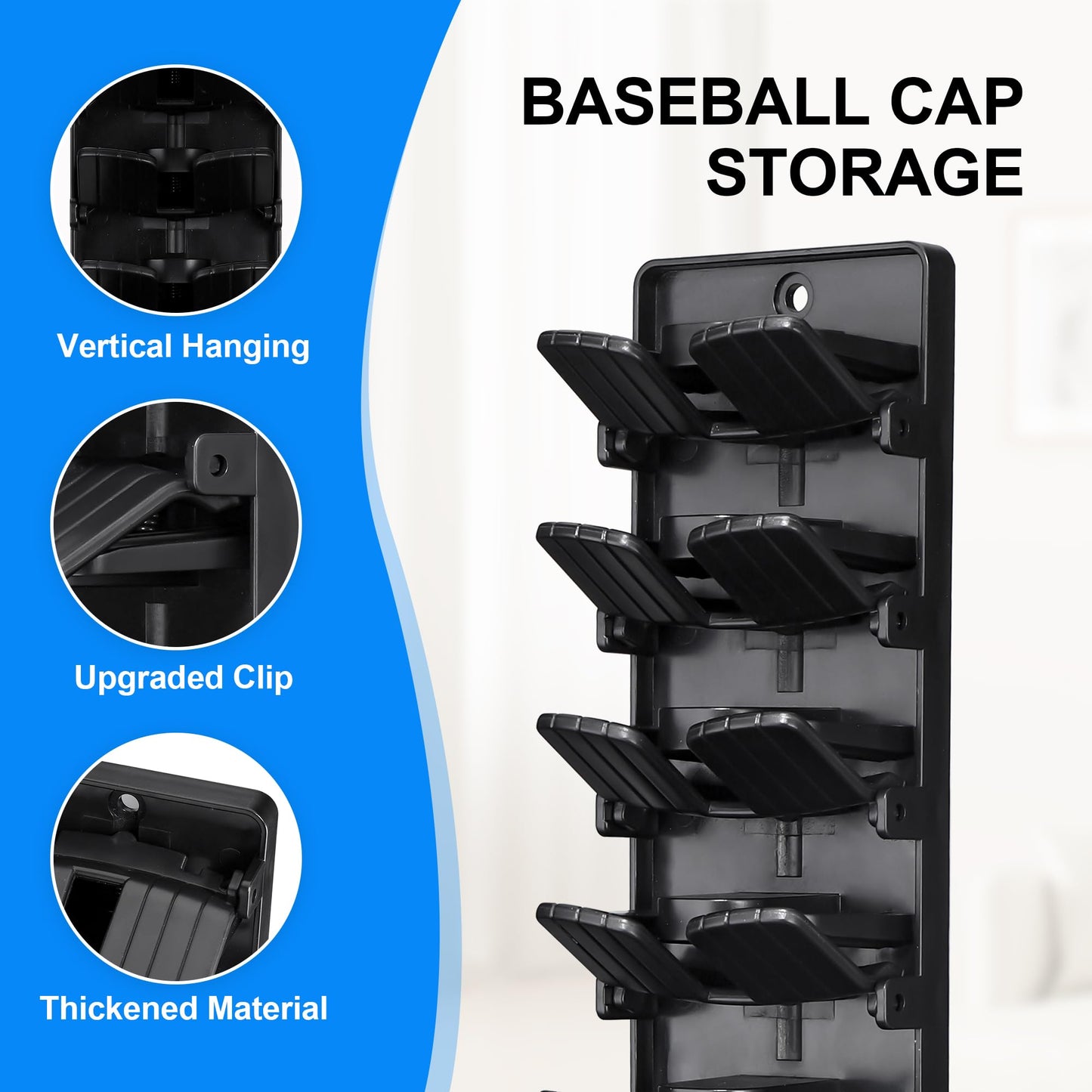 Seivunol Hat Organizer for Baseball Caps, Hat Rack for Wall, Hold 20 Hats