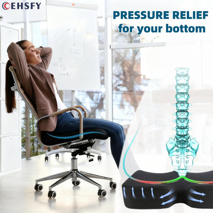 COEHSFY Coccyx Memory Foam Seat Cushion Ergonomic Booster Seat Pad