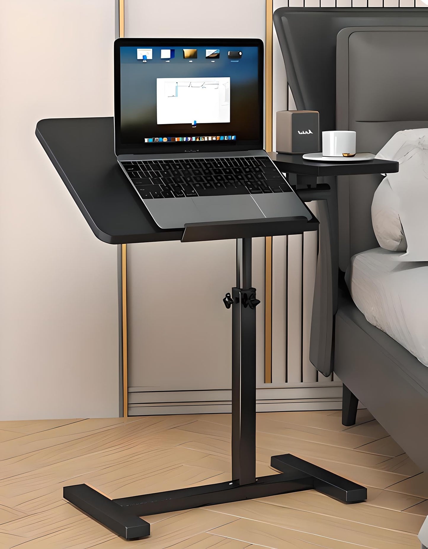 Kiss Me C Shaped Side Table, Height Adjustable,Narrow Laptop Desk