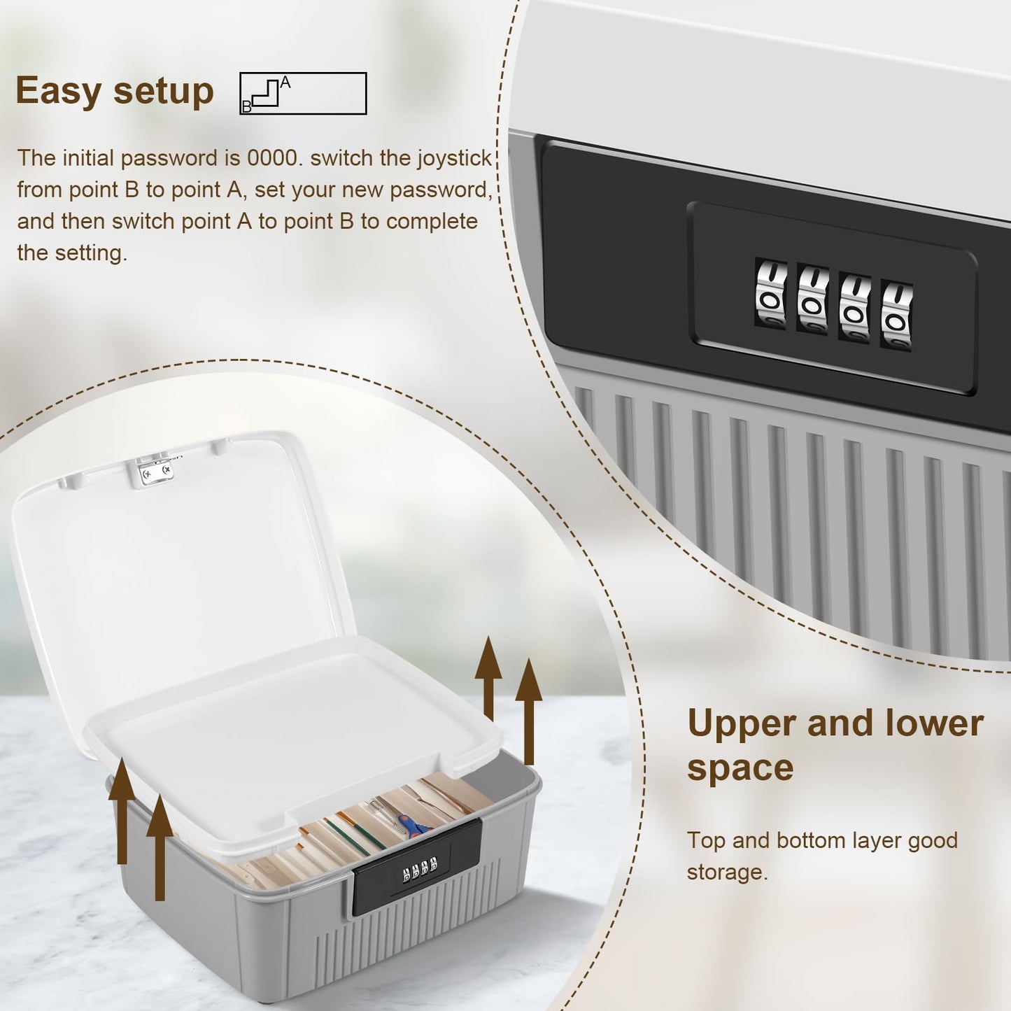 Dandelionsky Lockable Box Large Medicine Box with Combination Lock, 25×20×10cm Fridge Box with Built in Removable Tray