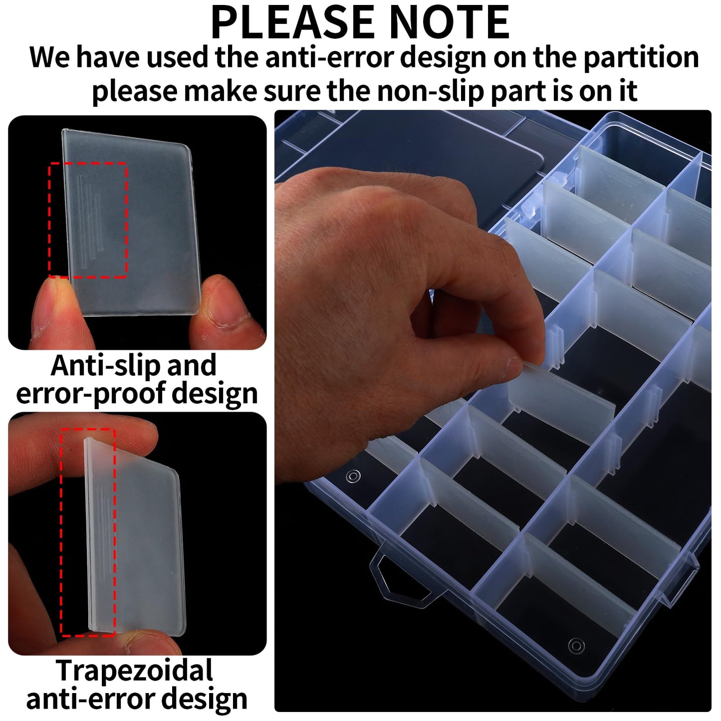 Abeillo Clear Plastic Storage Boxes, 24 Grids Clear Plastic Compartment Bead Storage Box Jewelry Organizer Case Diamond Art Painting Accessories
