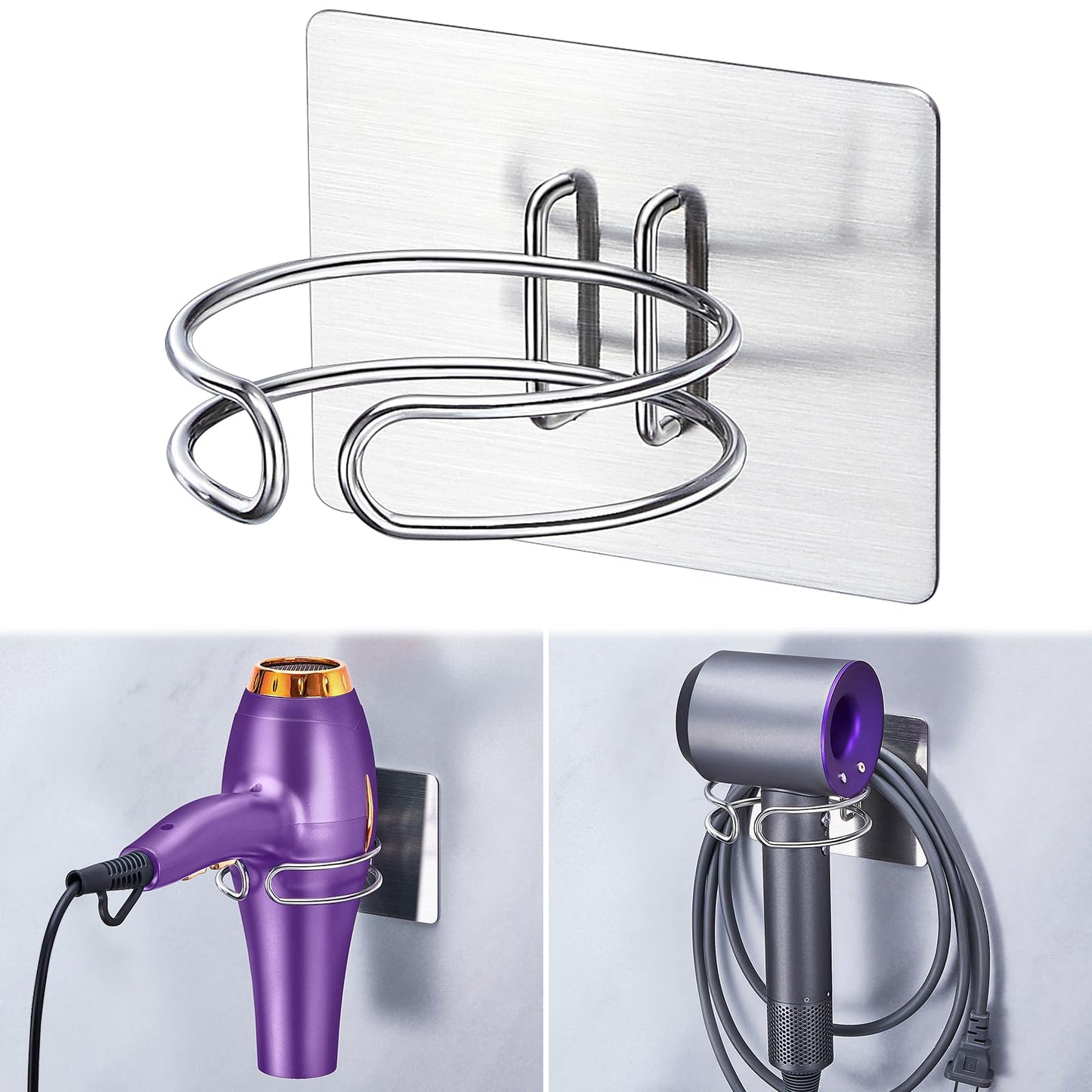 XILIMEN Hair Dryer Holder, Hairdryer Holder Wall Mounted, Hair Dryer Stand, Adhesive Hair Tool Organiser