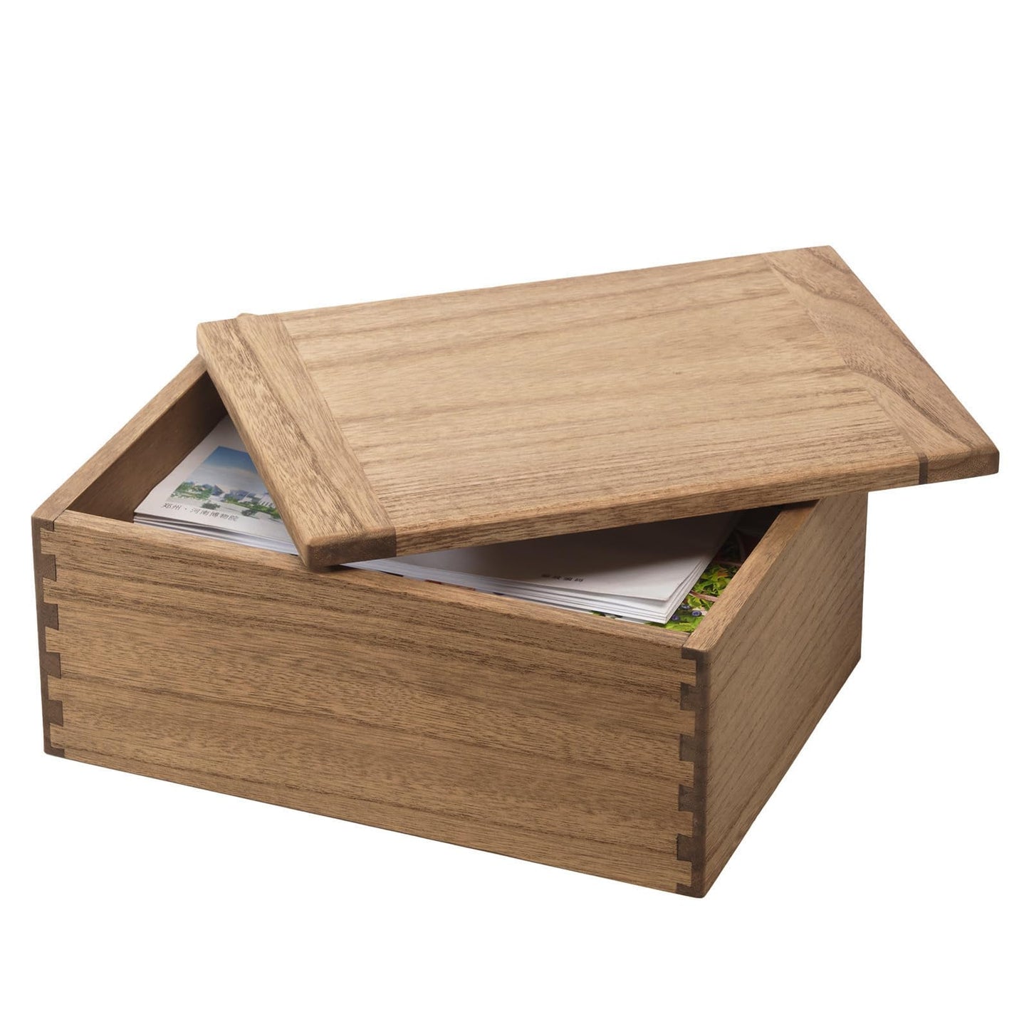 KIRIGEN Wooden Storage Box with Lid, Keepsake Organiser, Brown