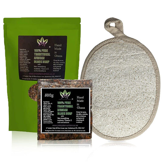 Supreme Quality Traditional Organic African Black soap bar 504g with Osun red camwood powder and other skin beautifying ingredients combats dry