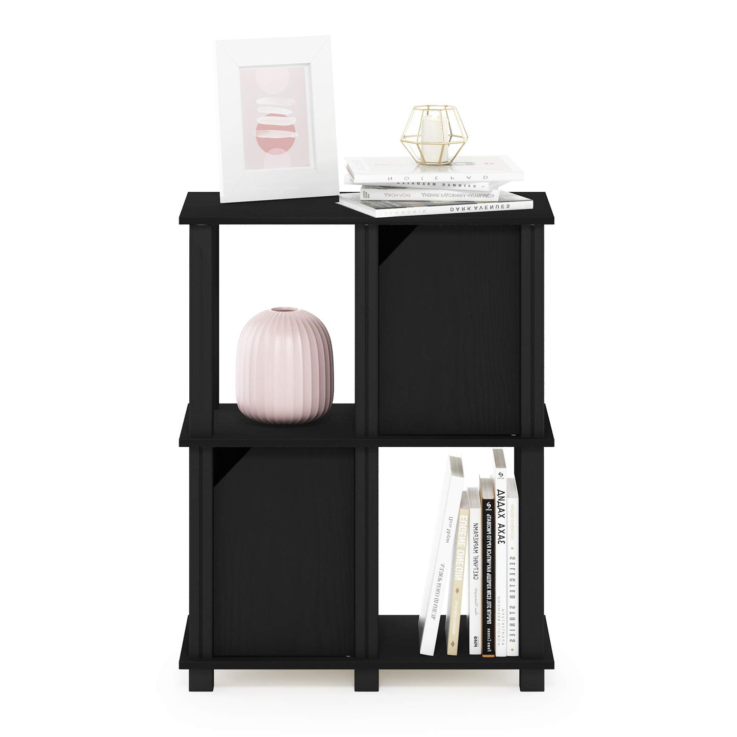 Furinno Brahms 3-Tier Storage Shelf with 2 Doors, Black Oak/Black