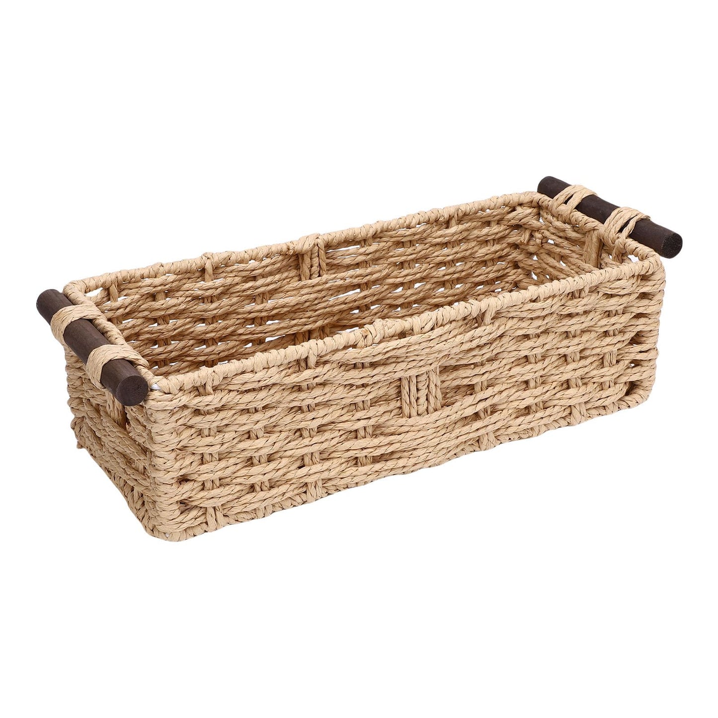 YUEHISY Toilet Paper Basket, Paper Rope Storage Bin with Wooden Handles, Bedroom Shelves and Countertop, Ideal Present for Friends or Family