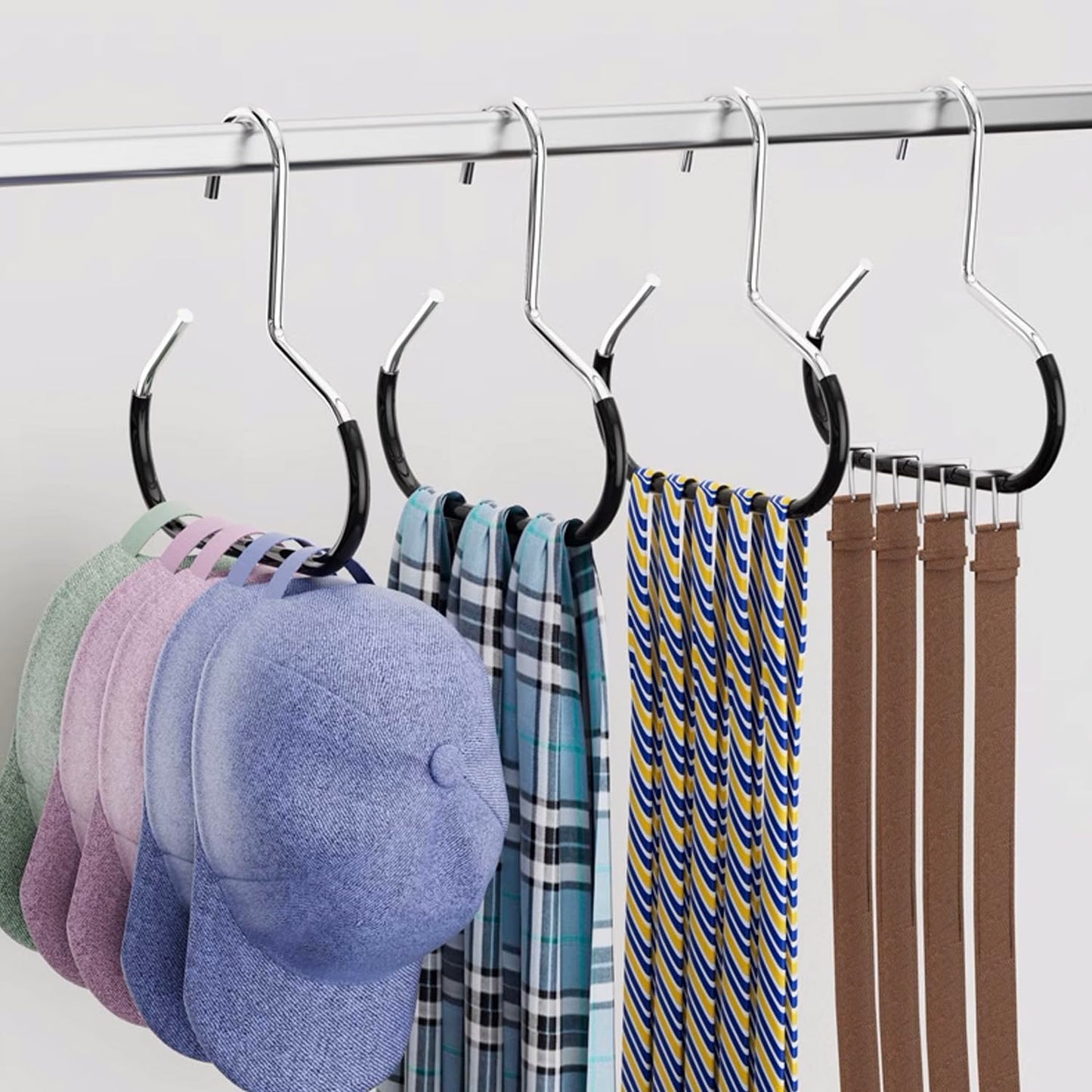 Hat Organizer for Baseball Caps 8 Pack, Metal Purse Hook (4White 4Black)