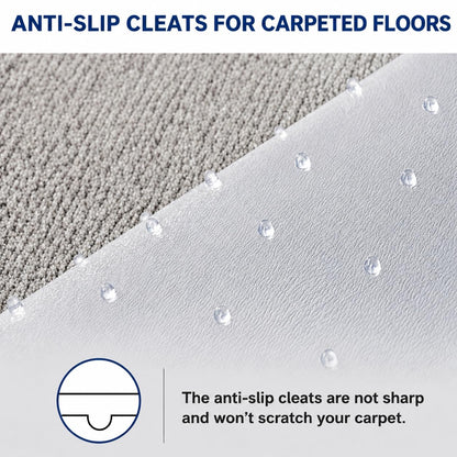 Thickened Office Chair Mat for Carpet, 120×90cm with Lip, 3mm Thick Clear Heavy Duty Floor Protector with Anti-Slip Particles for Office & Home