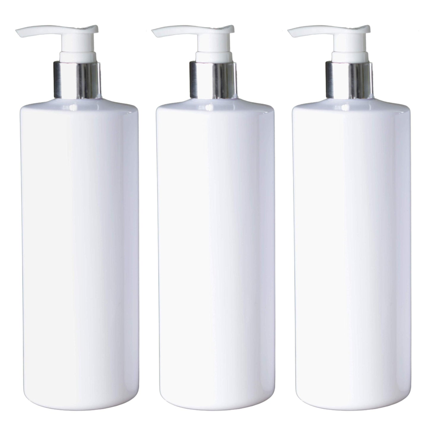 Taylor & Smyth 3 x 500ML PET PUMP DISPENSER BOTTLE MRS HINCH STYLE BATHROOM KITCHEN SHAMPOO CONDITIONER CONDITIONER WHITE CHROME