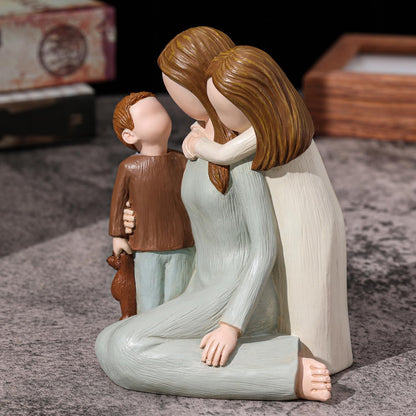Carracci Mother and Kids Figurines, Sculpted Hand-Painted Mom and Two Children Statues, Mother Son Daughter Figures Gifts for Mothers Day Anniversary