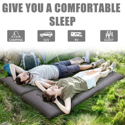 MAXYOYO Portable Foldable Futon Mattress, Hypoallergenic Fabric and High-Density Foam Mattress Pad with Handle and Zipper for Outdoor Indoor Camping