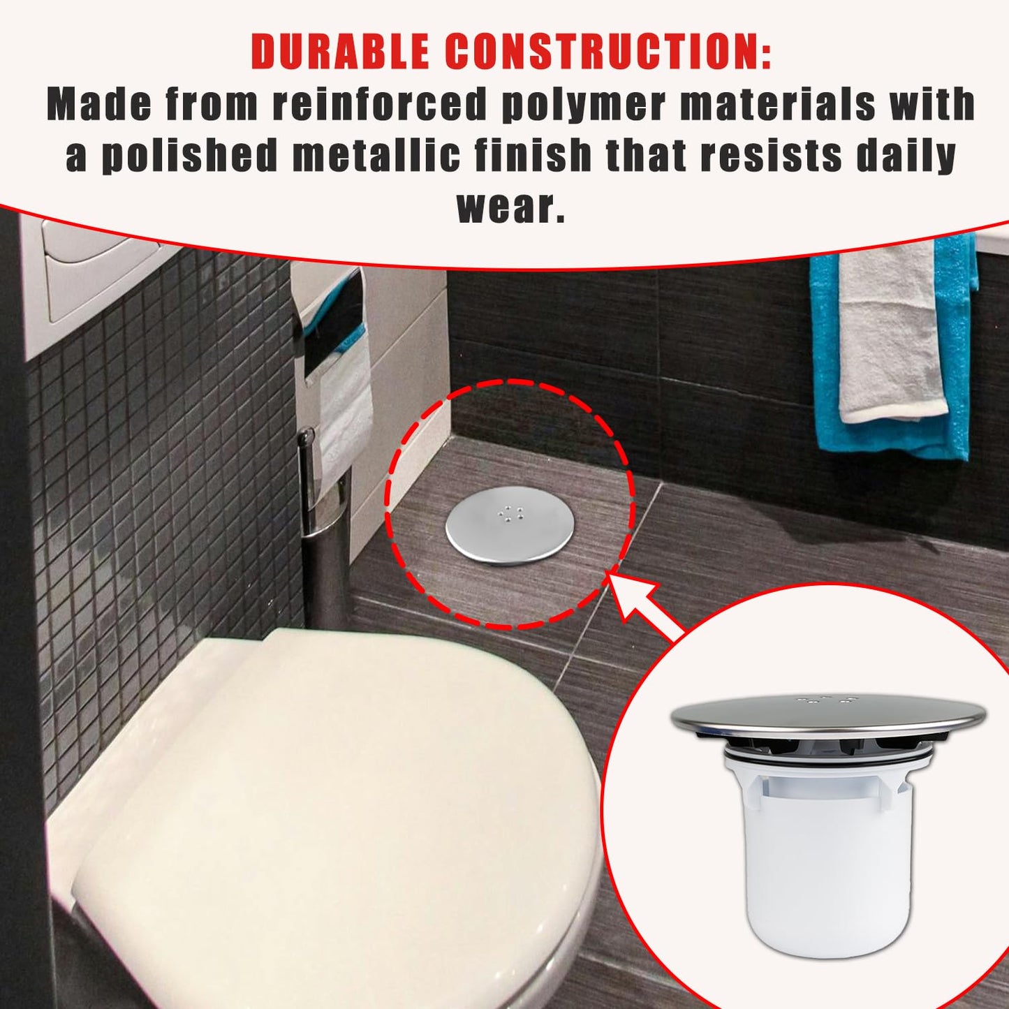 Bojueshaw Shower Drain Cover,Universal Fit with Removable Top & Hair Catcher,Shower Trap Replacement for Bathroom & Wet Rooms(90/115mm)