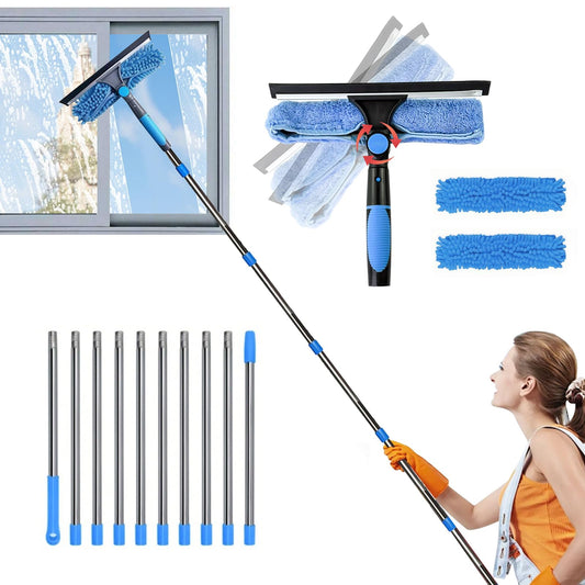 4.25M Window Squeegee Cleaner Tool Kit with Long Handle, 2 in 1 Extendable Window Cleaning Kit, Window Cleaner, Window Cleaning Equipment, for for