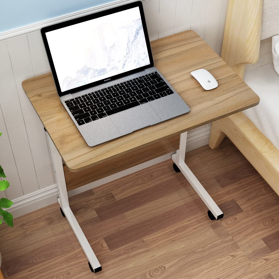 sogesfurniture Laptop Table Height Adjustable, Mobile Laptop Stand Coffee Table Side Table, portable Laptop Desk Tray for Sofa, Bed, Balcony, Garden