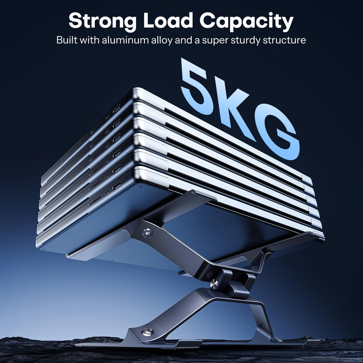 OMOTON Aluminium Laptop Stand, Adjustable Notebook Stand with Ventilation, Ergonomic Detachable Laptop Riser, Compatible with MacBook and all laptops