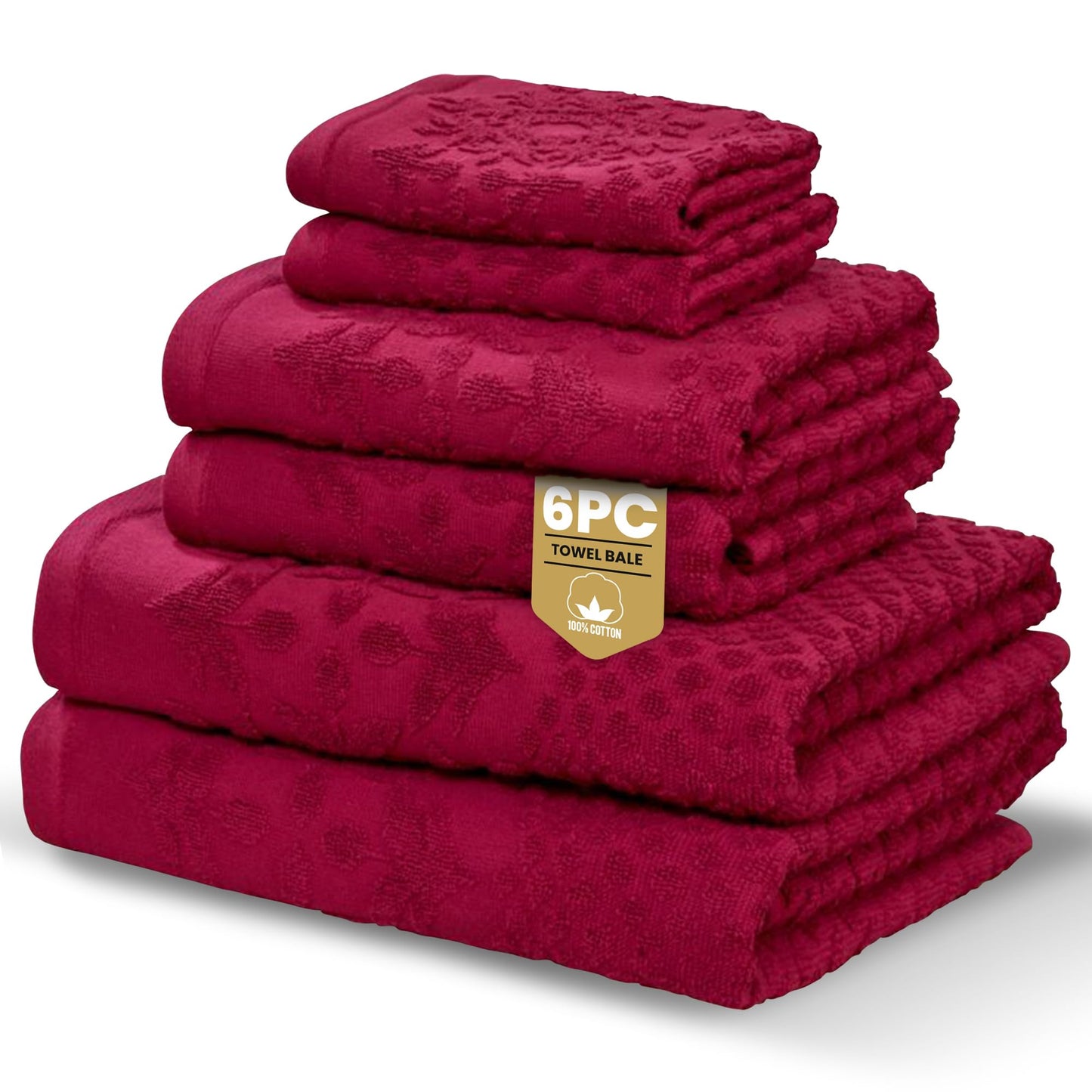 Rapport Home Versailles Jacquard 6-Piece Towel Bale | Luxurious 100% Cotton 500GSM Bathroom Set for Soft Absorbent Comfort and Elegant Style