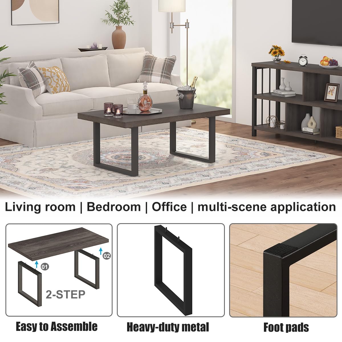 IBF Coffee Table Living Room Wooden Center Coffee Tables 120cm Dark Oak