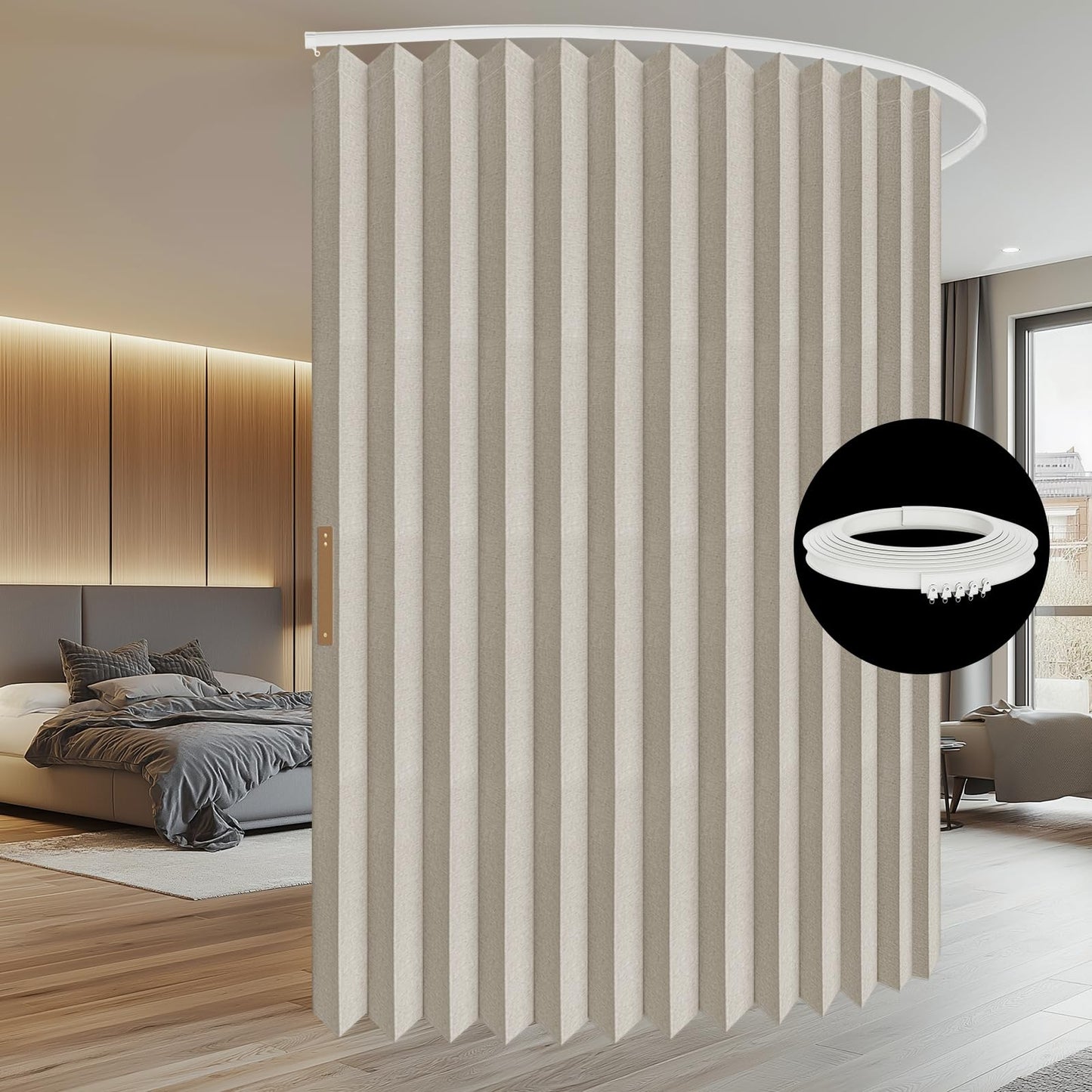 Room Divider Curtain Sets with Flexible Ceiling Track, Privacy Soundproof Curtain for Bedroom Office Patio Sliding Door