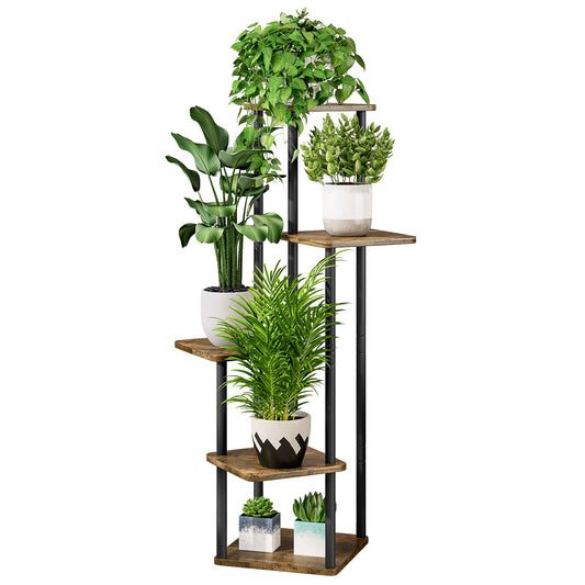 AZERPIAN Plant Stand 5 Tier Indoor Metal Flower Shelf for Multiple Plants Corner Tall Flower Holders for Patio Garden Living Room Balcony Bedroom,