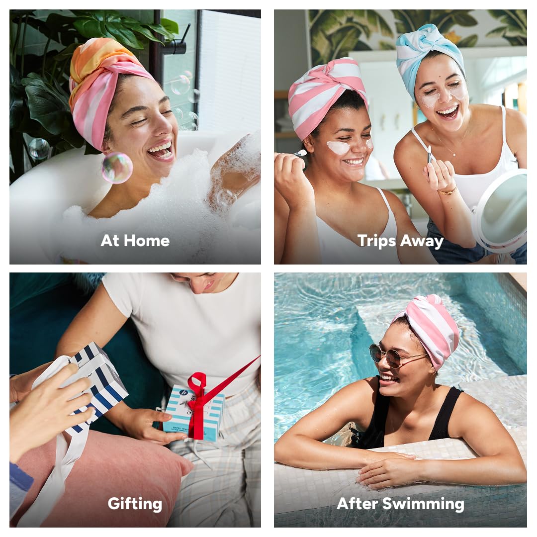 Dock & Bay Turban Hair Towel - For Home & the Beach - Super Absorbent, Quick Dry - Wish You Were Here