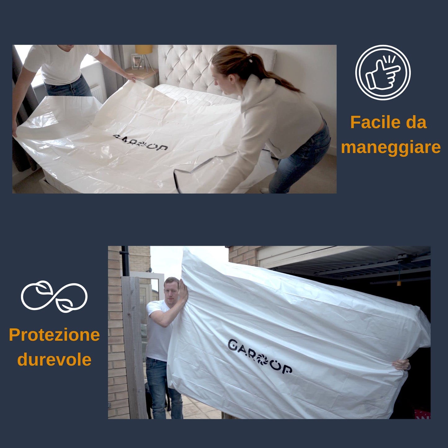 GAROOP Plastic Protective Cover for Mattress – Mattress Cover 90 x 200 cm | 30 cm Thick – Storage Bag, Storage, Moving – Waterproof, Durable
