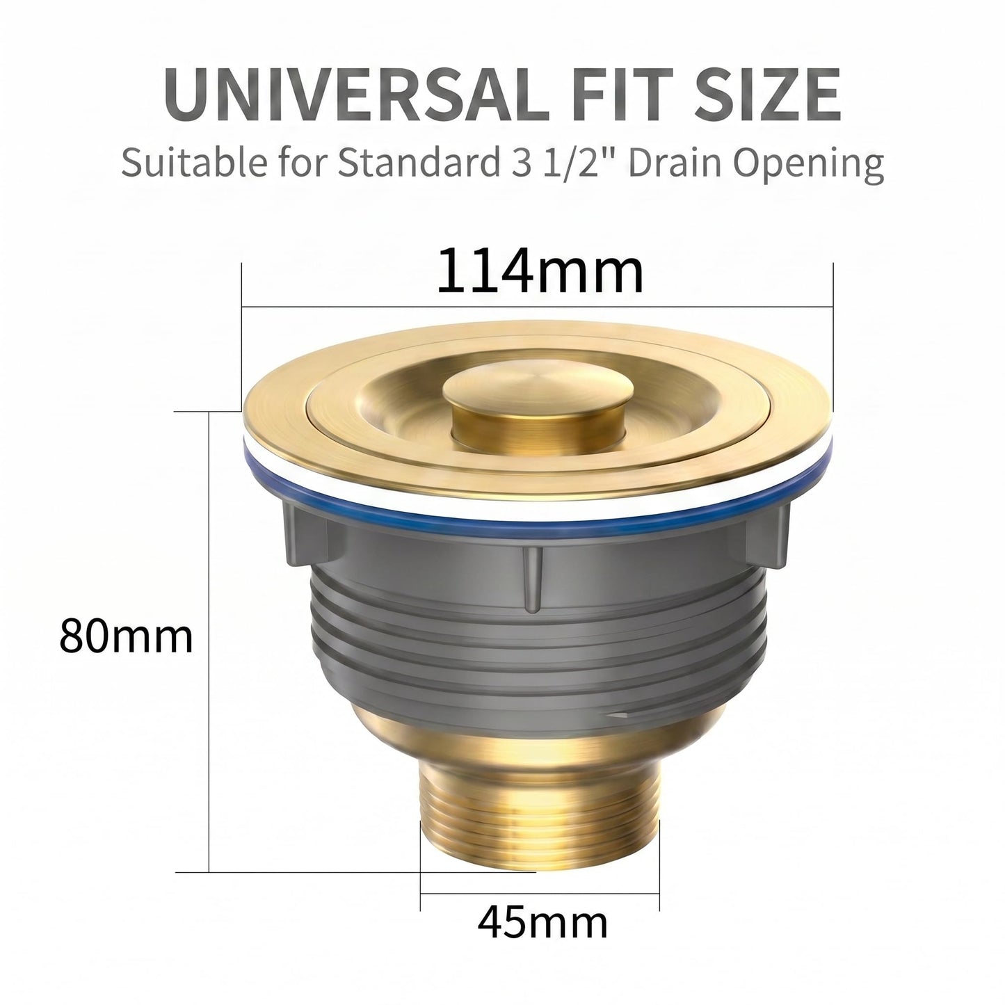 LQS Kitchen Sink Drain Strainer Assembly, Sink Drain 304 Stainless Steel with Removable Deep Waste Basket and Sealing Lid 3-1/2-inch Golden