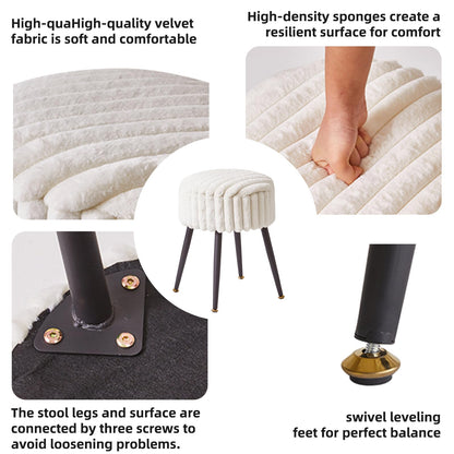 Aibiju Velvet Dressing Table Stool, Round Vanity Stool with Storange, Bedroom Chair with Metal Legs for Home Living Room Fitting Room Bedroom