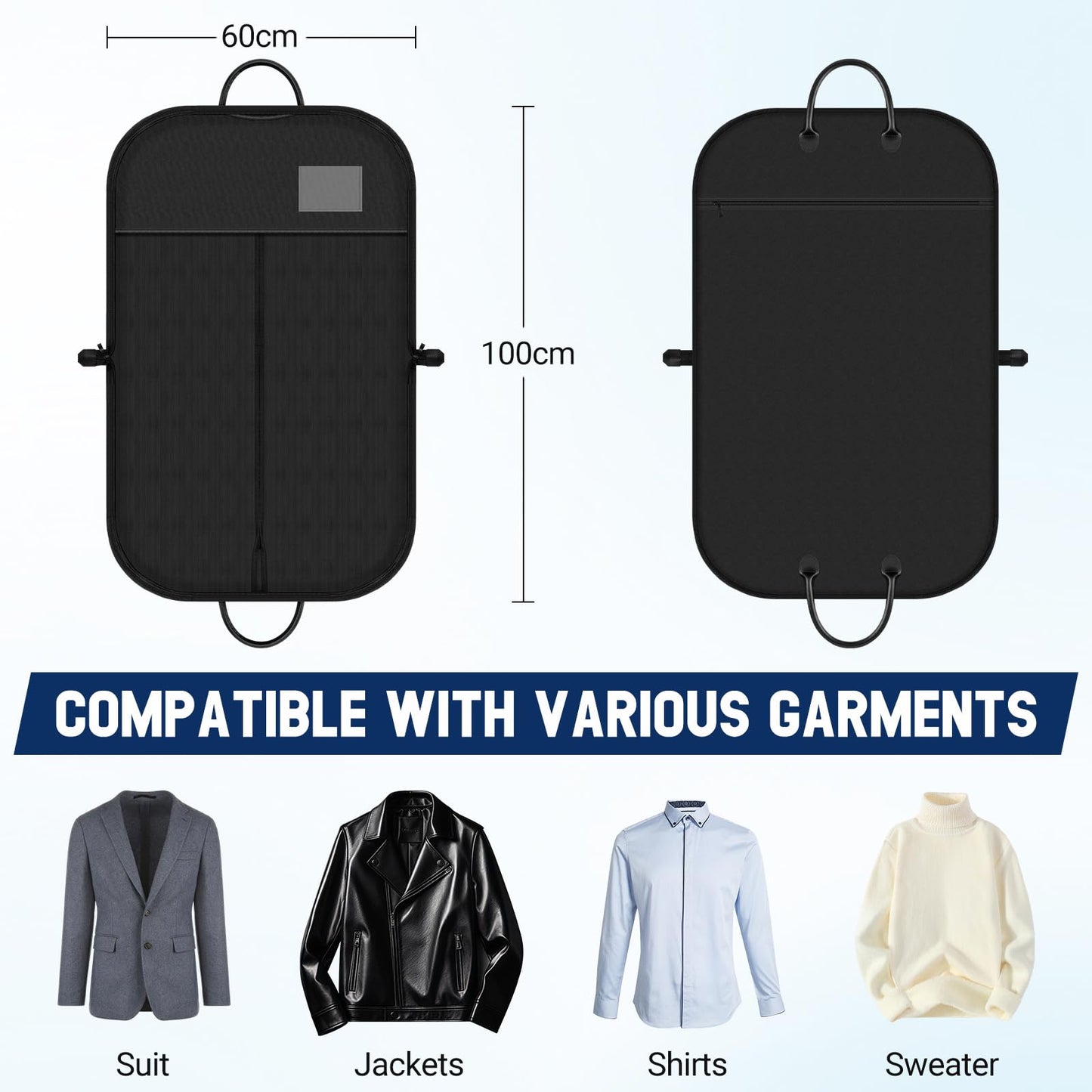 Suit Bags for Men 100 x 60 CM, Premium Oxford Fabric Garment Bags Dust-Proof & Prevent Moths Suit Cover | Clothes Covers - Ideal for Travel