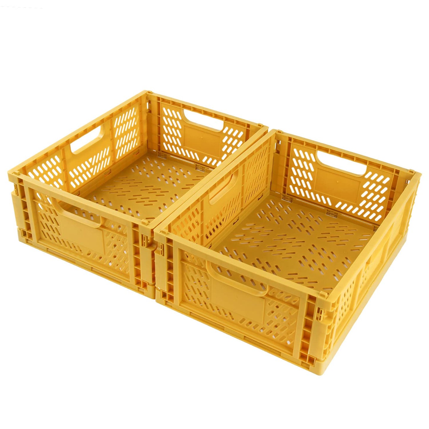 Spesh 2 Pcs Collapsible Storage Boxes Stackable Storage Baskets Folding Plastic Crates Foldable Crate Bins with Handles for