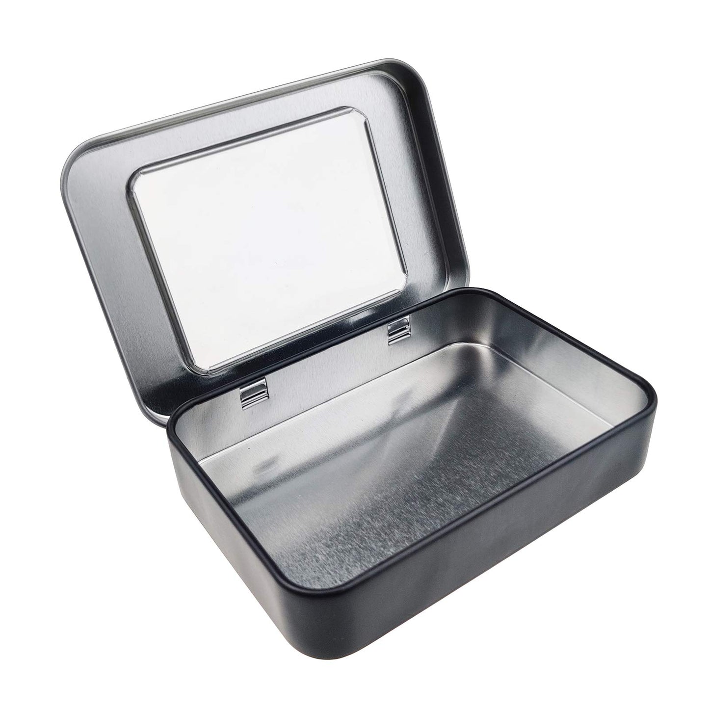 Goodma 8 Pieces Rectangular Metal Empty Hinged Tins, Black