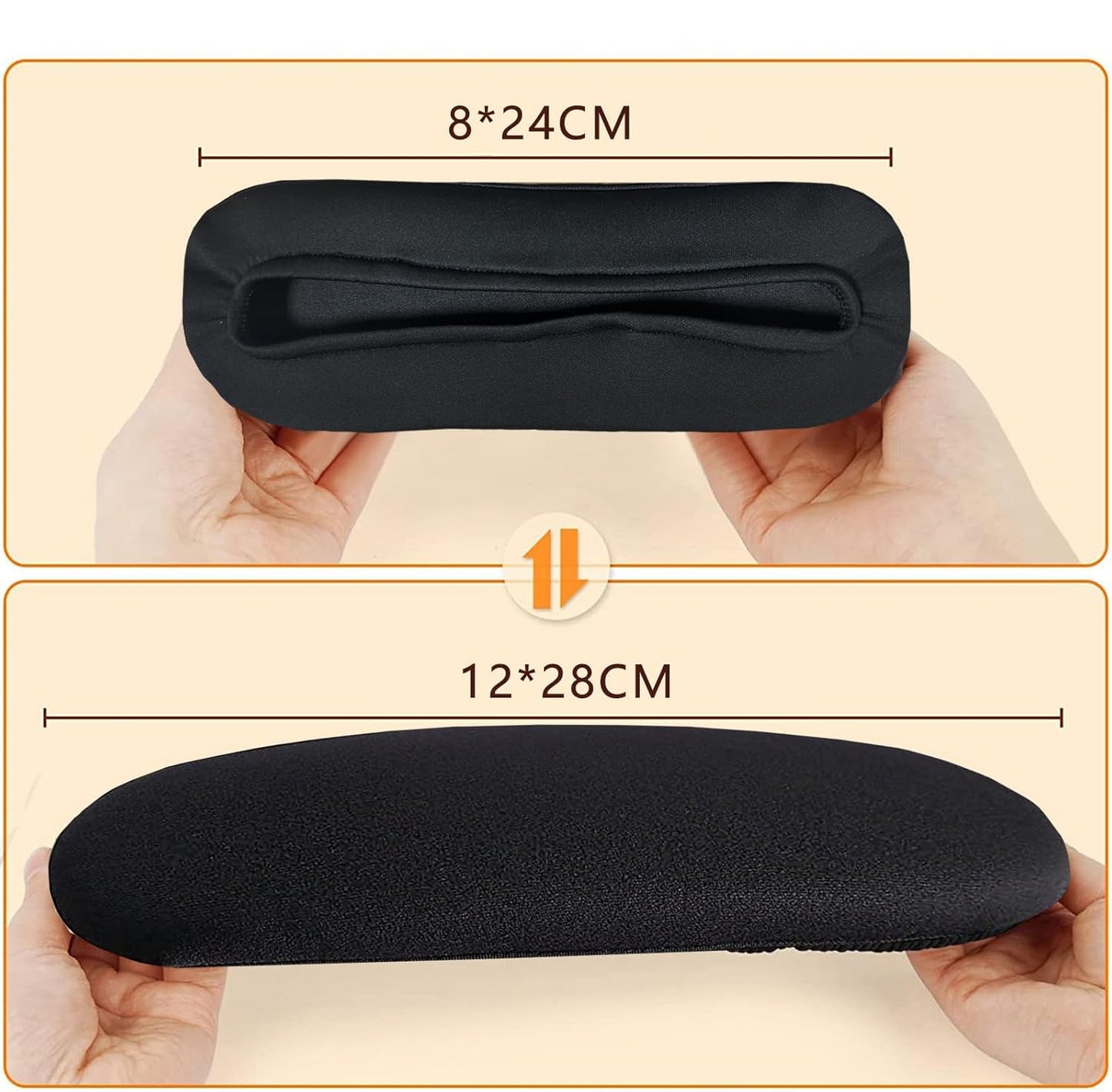 FYTXSZ Office Computer Chair Arm Covers - Stretchy Polyester Arm Cover Protector, Thickened Washable Arm Chair Covers Slipcovers - Black Pack of 2